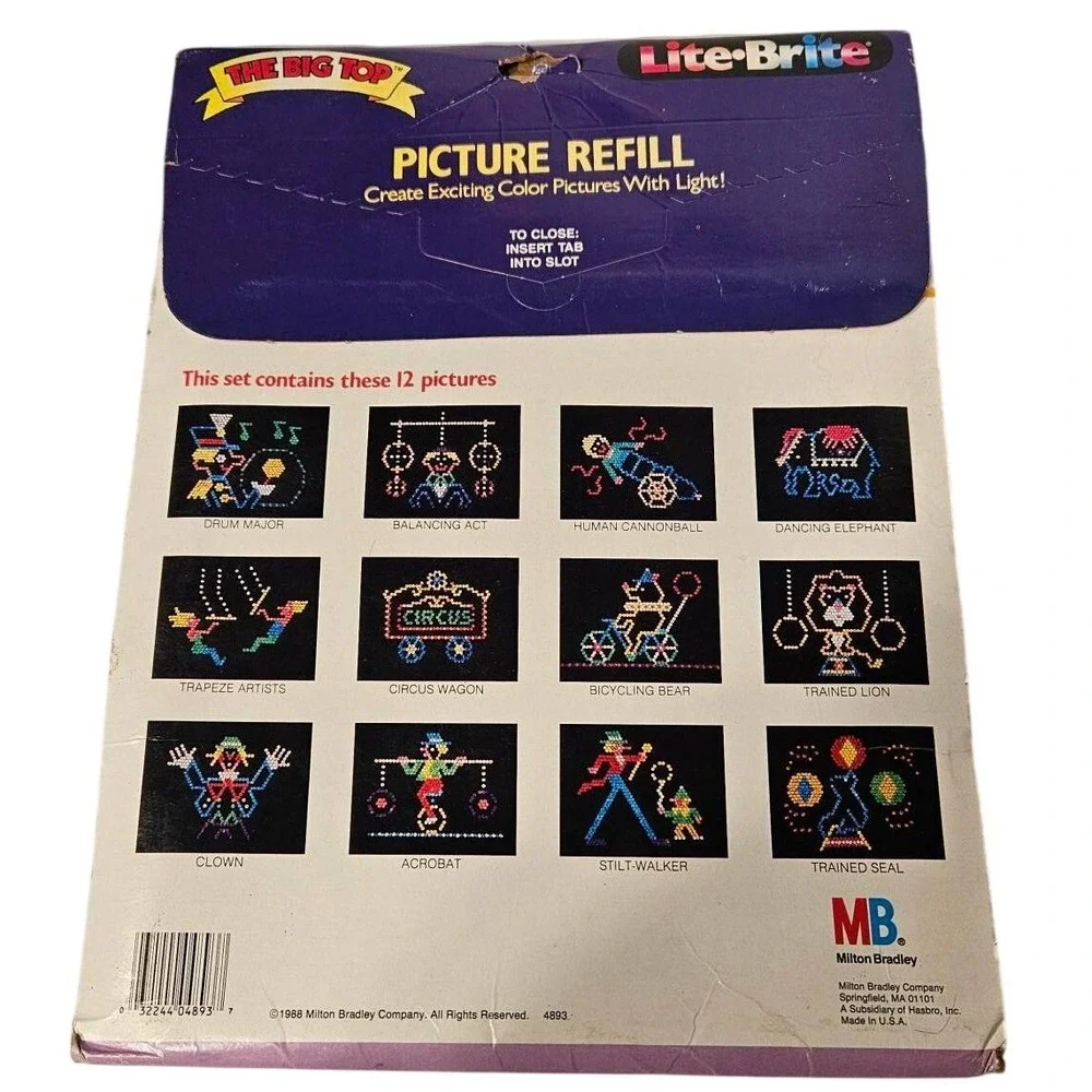 Vintage 1988 Lite-Brite Picture Refill The‎ Big Top Circus Milton Bradley 4893